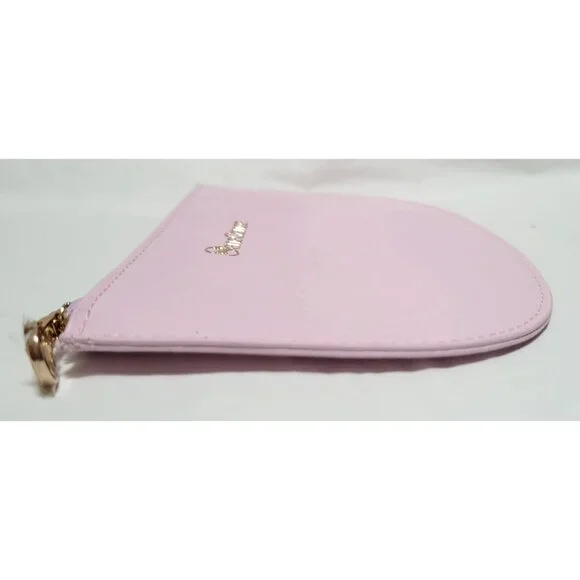 SeneGence Pink Stiff Faux Leather Half-Moon Zip Cosmetic Makeup Bag Pouch - Picture 5 of 7